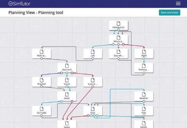 SimTutor planning tool for creating branching scenarios efficiently