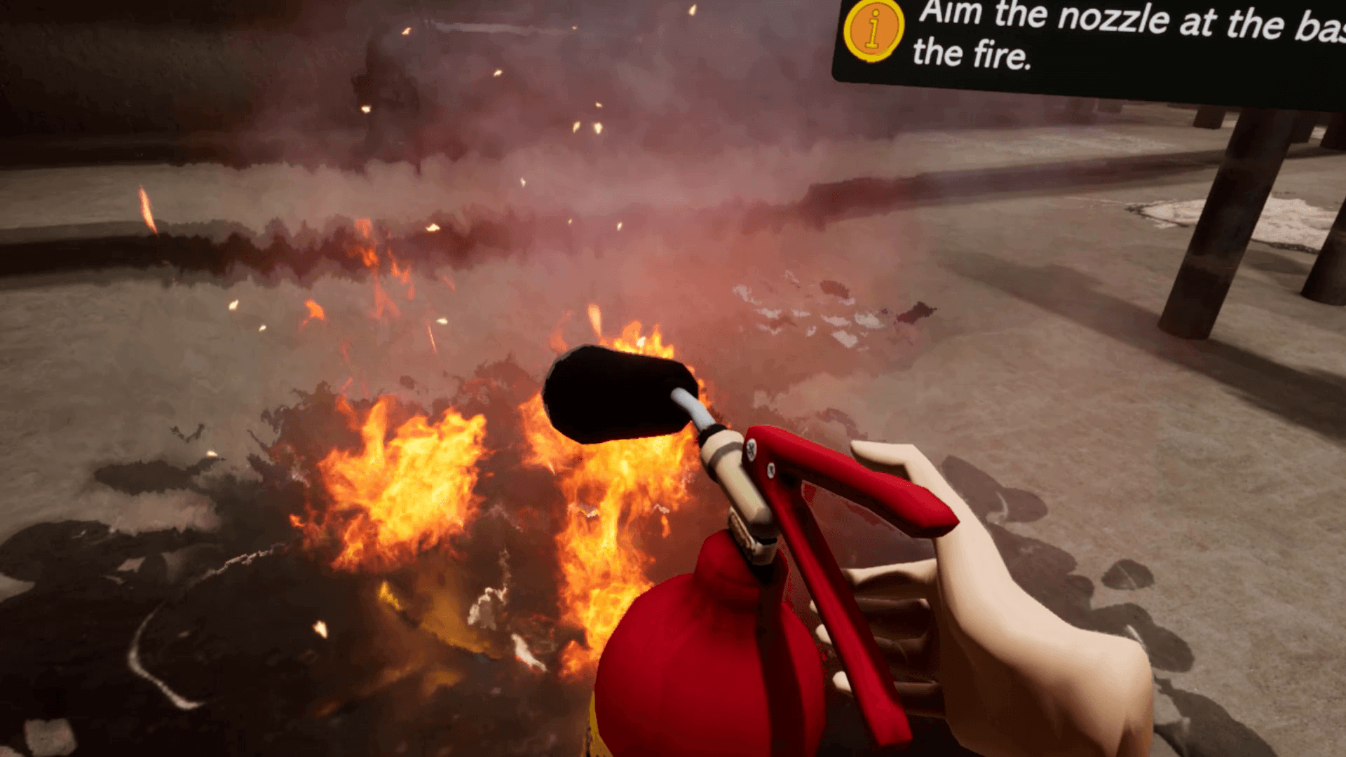 Practicing fire safety drill in a VR environment.