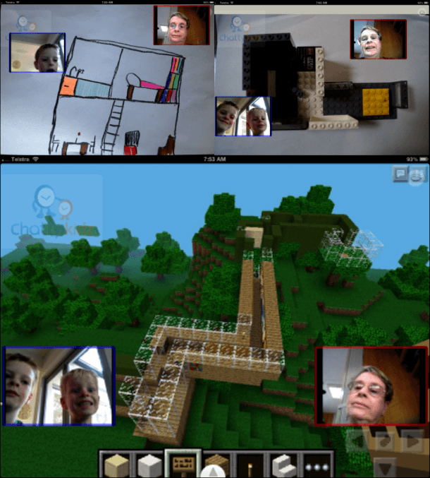various house designs during a video call