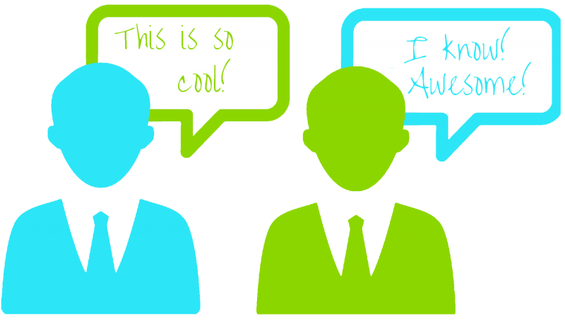 Two people talking communication