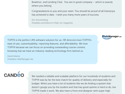 Screenshot of TOPYX LMS