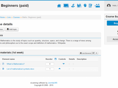 Screenshot of JoomLMS