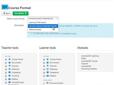 Screenshot of JoomLMS