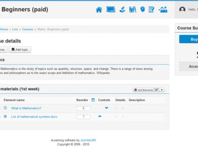 Screenshot of JoomLMS