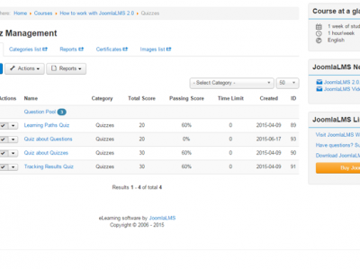 Screenshot of JoomLMS