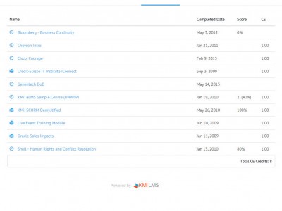 Screenshot of KMI LMS: Enterprise LMS