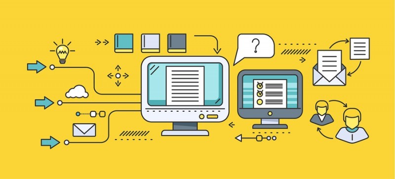 Concept of distance learning and education. Online tutorial and video course, research and graduation, science and webinar, digital elearning, test and literature. Set of thin, lines flat icons