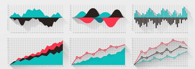 Charts elements for business infographics. Presentation graph information, data visualization statistic, vector illustration