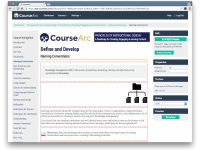 Screenshot of CourseArc