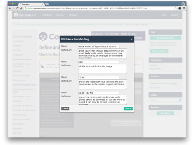 Screenshot of CourseArc