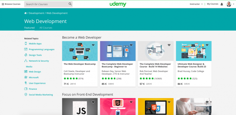 Learning Management Systems: Udemy Screenshot