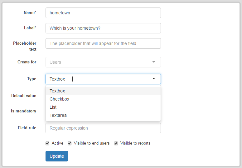 Extending user profiles in eFrontPro