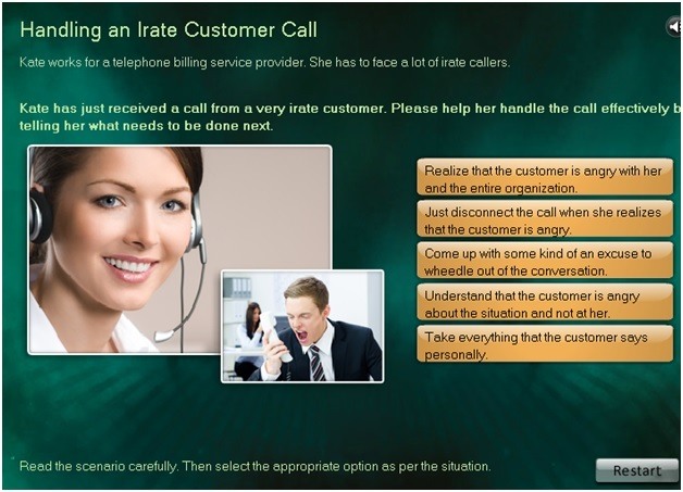 handle an irate customer call scenario 