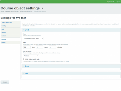 Screenshot of EthosCE LMS