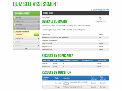 Screenshot of EthosCE LMS