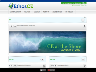 Screenshot of EthosCE LMS