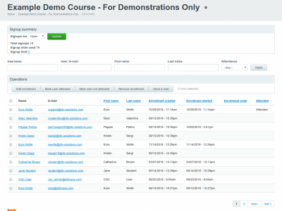 Screenshot of EthosCE LMS