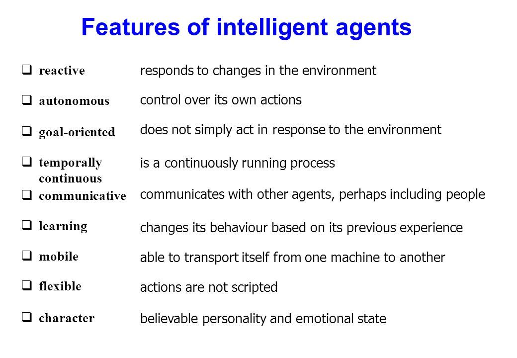 Features of Intelligent Agents--Credit: Monique Calisti