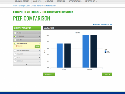 Screenshot of EthosCE LMS