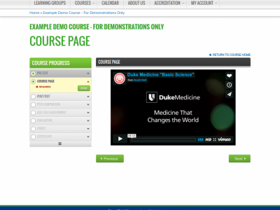 Screenshot of EthosCE LMS
