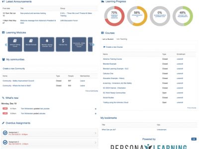 Screenshot of PersonaLearn Learning Management System (LMS)