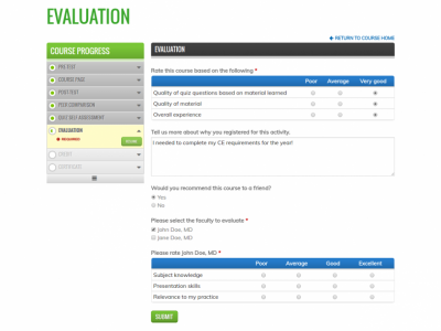 Screenshot of EthosCE LMS