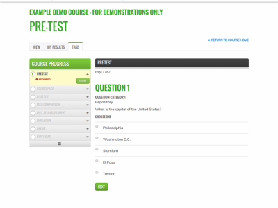 Screenshot of EthosCE LMS