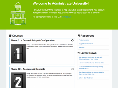 Screenshot of Administrate LMS