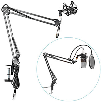 Table Microphone Stand with Shock Mount and Pop Filter