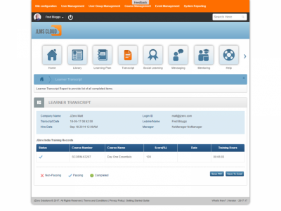 Screenshot of JLMS Cloud