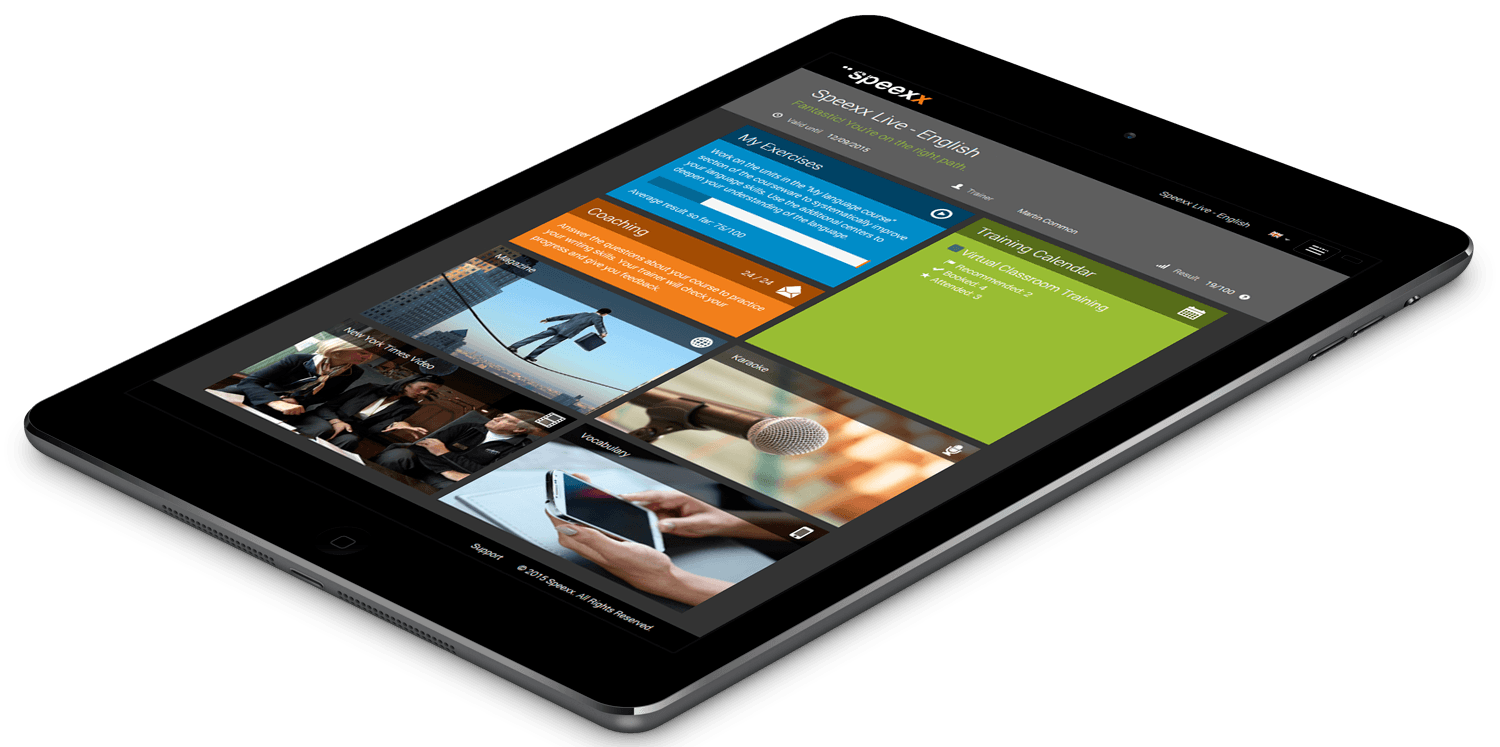 The Speexx portal makes it easy for learners to switch from one device to another, without loosing progress on their course.