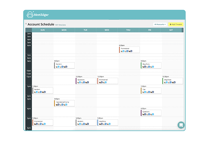 Screenshot of the MeetEdgar Content Scheduler