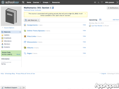 Screenshot of Schoology