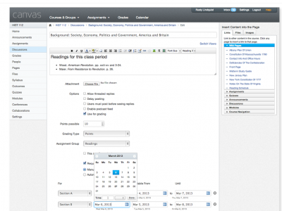Screenshot of Canvas