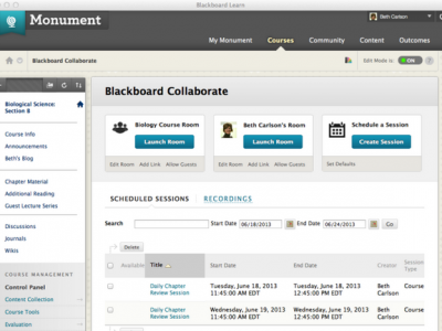 Screenshot of Blackboard Business LMS