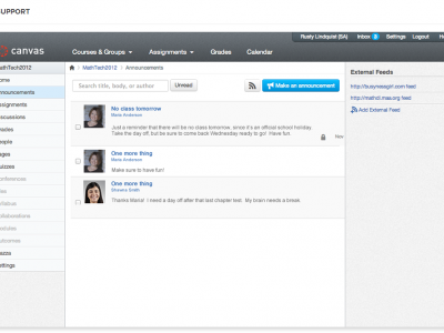 Screenshot of Canvas