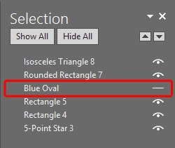 Home - Select - Selection Pane - Eye Icon