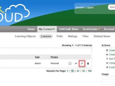 Screenshot of SoftChalk Cloud