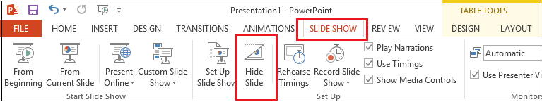 SlideShow - Hide Slide