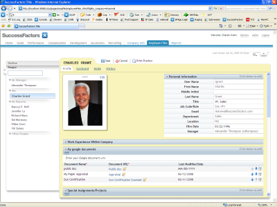 Screenshot of SAP SuccessFactors