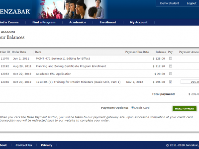 Screenshot of Jenzabar