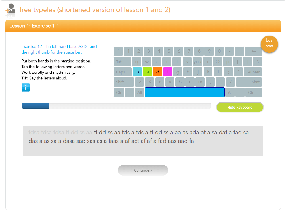 Progress bar in a typing exercise