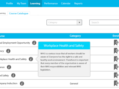 Screenshot of ELMO Learning Management