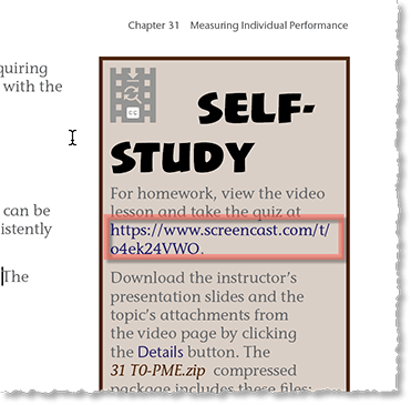 Take the URL generated for the video and download web page on Screencast and insert it in the book