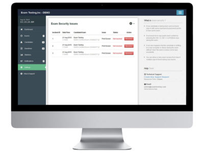 Screenshot of Exam Testing