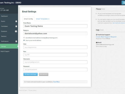 Screenshot of Exam Testing