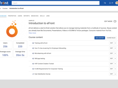 Screenshot of eFront