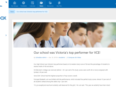 Screenshot of Schoolbox