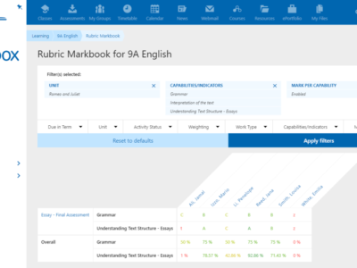 Screenshot of Schoolbox