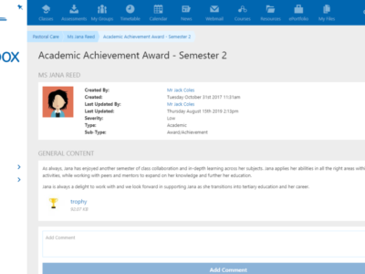 Screenshot of Schoolbox